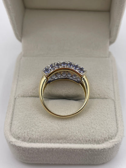 9ct gold tanzanite cluster ring