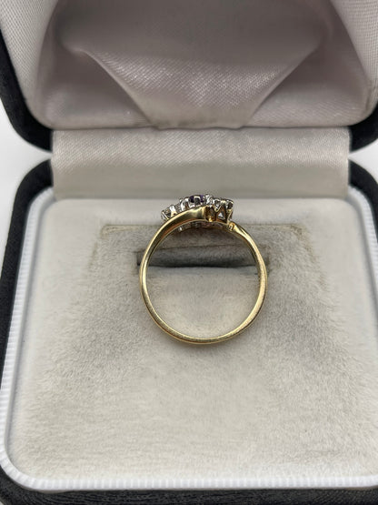9ct gold amethyst and diamond ring