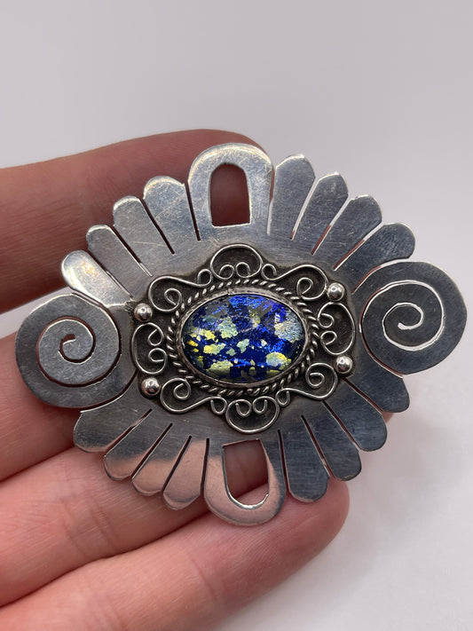 Mexican silver brooch