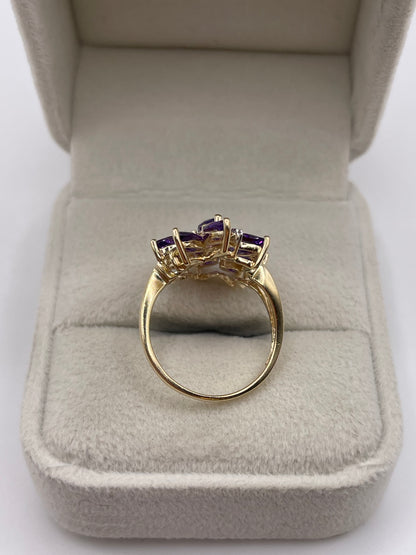 9ct gold amethyst and diamond ring