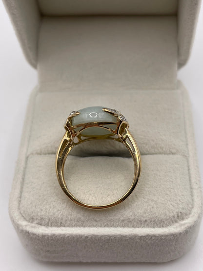 9ct gold jade and diamond ring