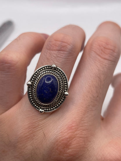 Silver lapis lazuli ring