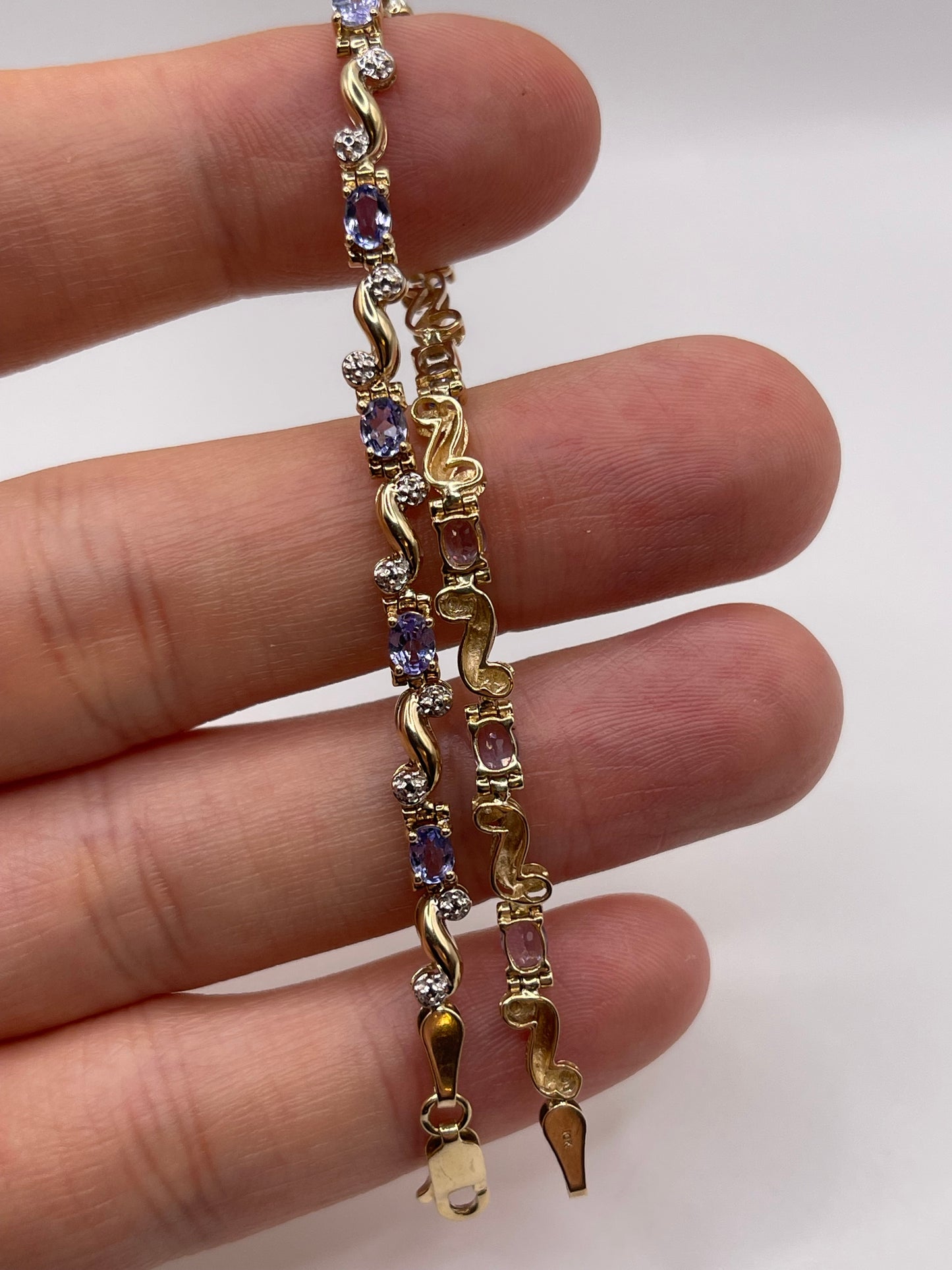 9ct gold tanzanite and diamond bracelet