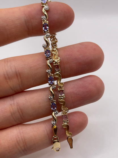 9ct gold tanzanite and diamond bracelet