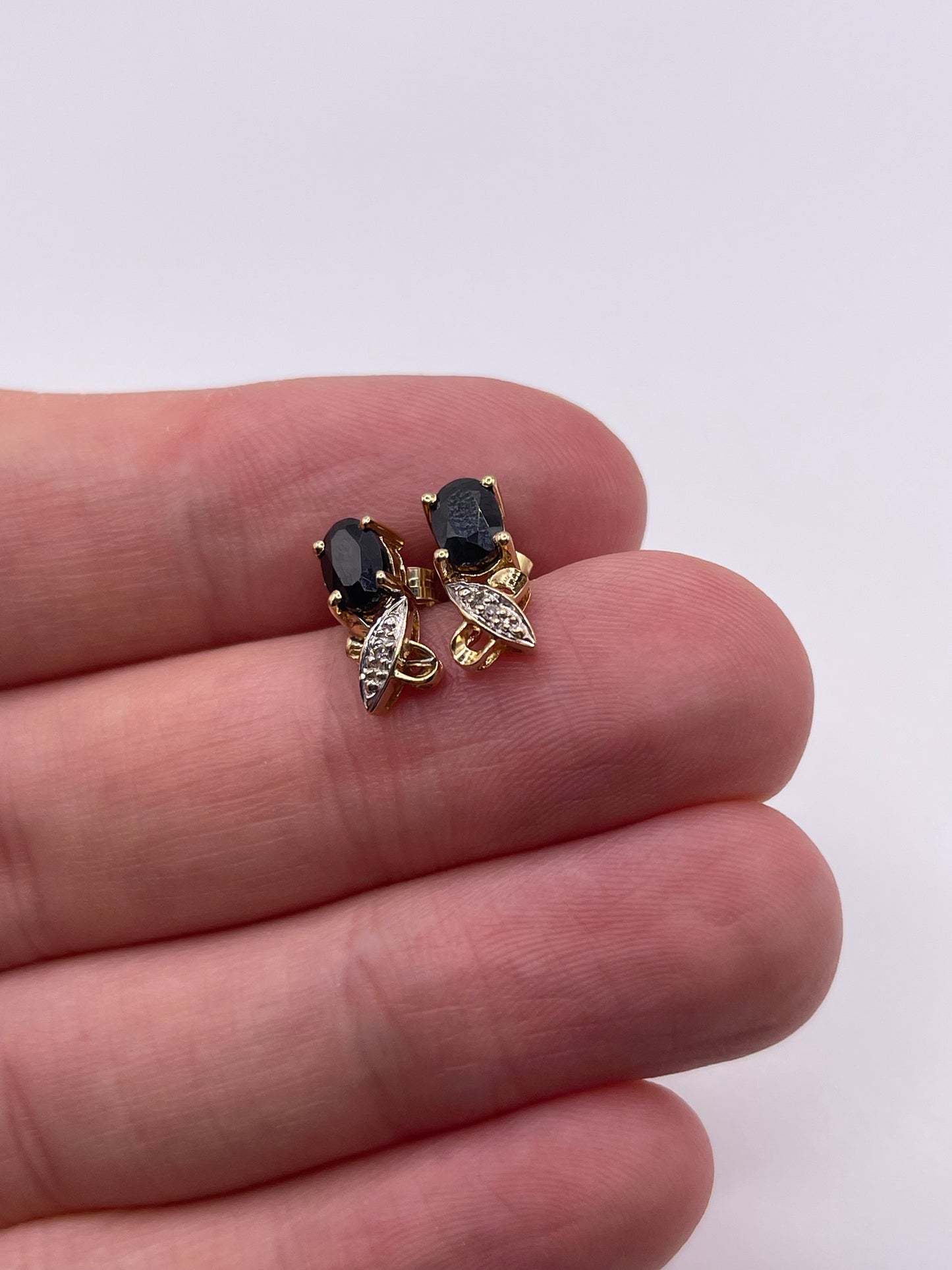 9ct gold sapphire and diamond earrings