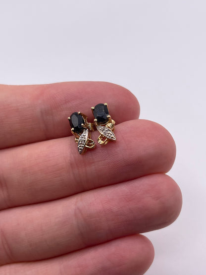 9ct gold sapphire and diamond earrings