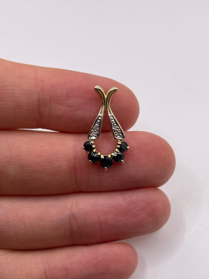 9ct gold sapphire and diamond pendant