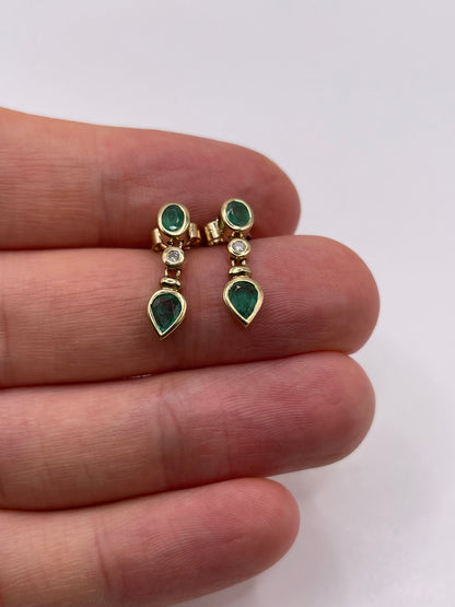 9ct gold emerald and diamond earrings