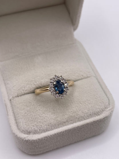 9ct gold sapphire and diamond ring