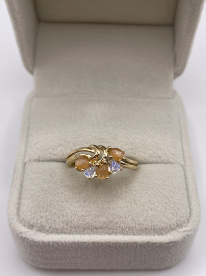 9ct gold moonstone cluster ring