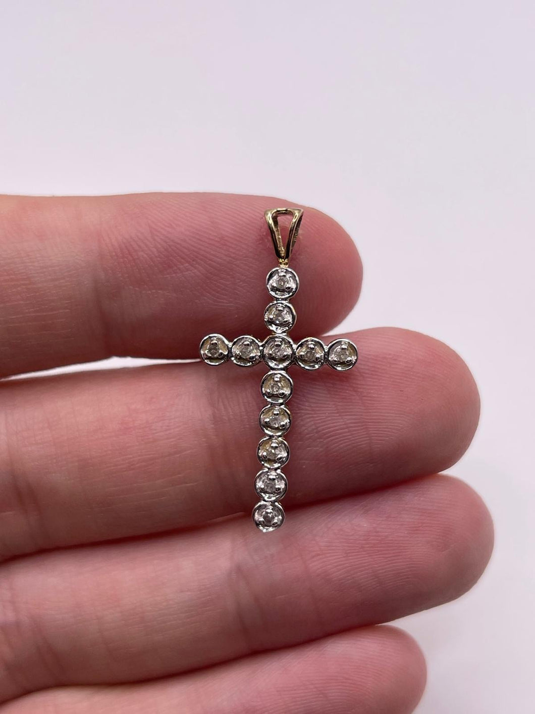 9ct gold diamond cross