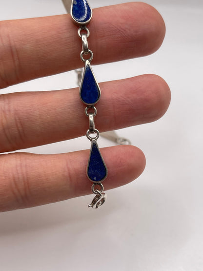 Silver lapis lazuli bracelet