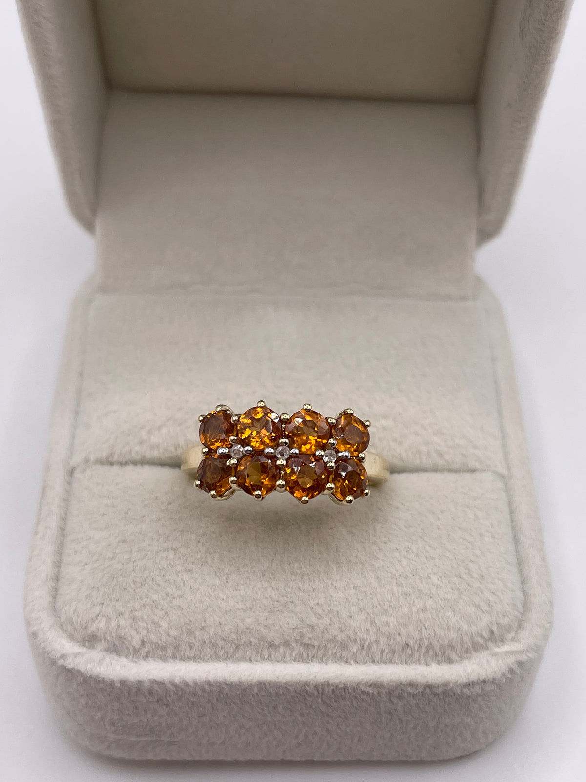9ct gold citrine and zircon ring