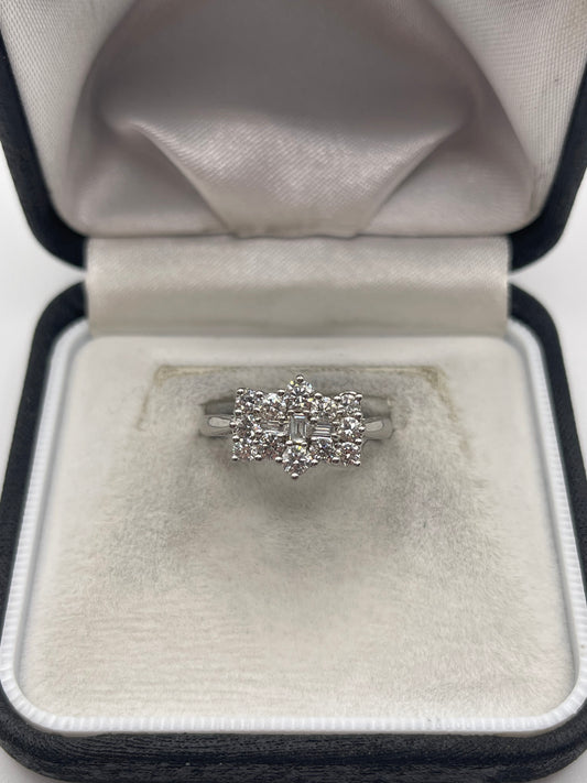 Platinum 1ct diamond cluster ring