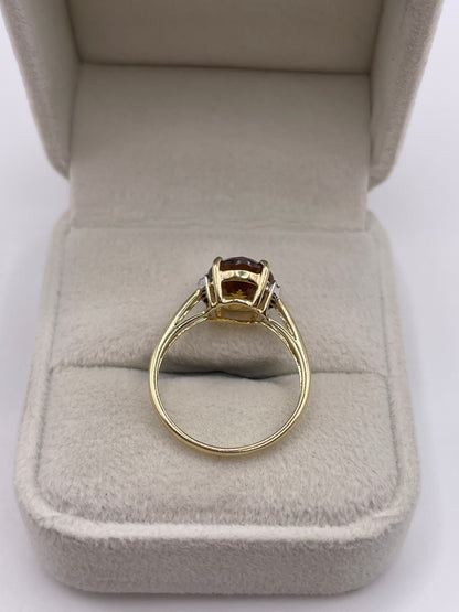 9ct gold citrine and diamond ring