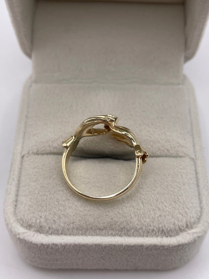9ct gold ruby double hand ring
