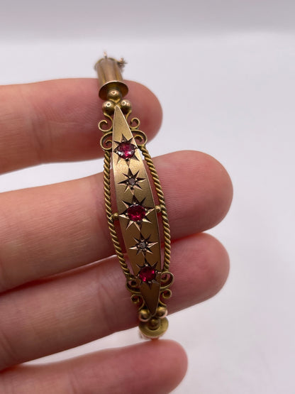 Antique 9ct rose gold diamond bangle