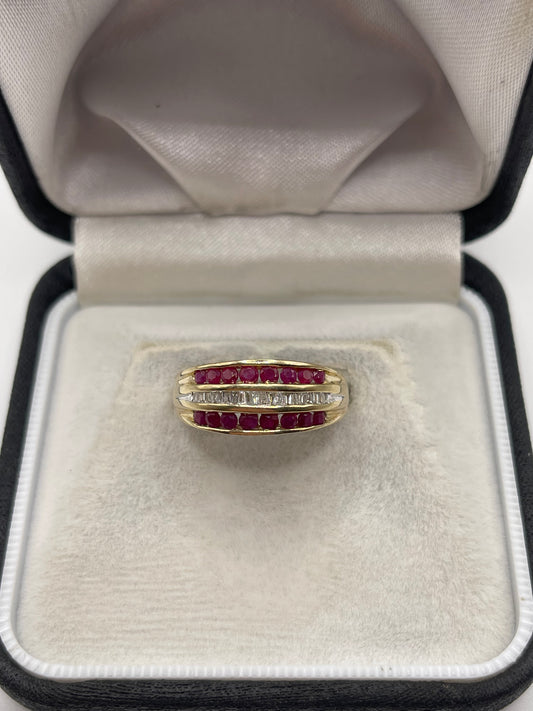 9ct gold ruby and diamond ring