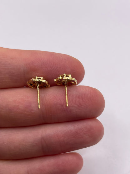 9ct gold ruby and diamond earrings