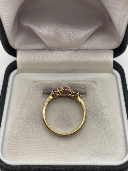 9ct gold pink sapphire and diamond ring