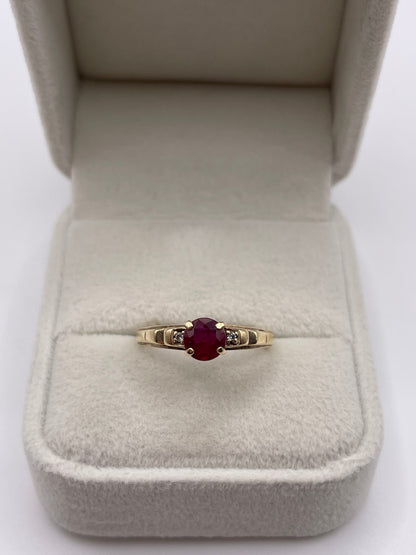 9ct gold ruby and diamond ring