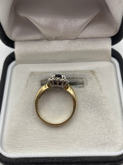 9ct gold amethyst and diamond ring