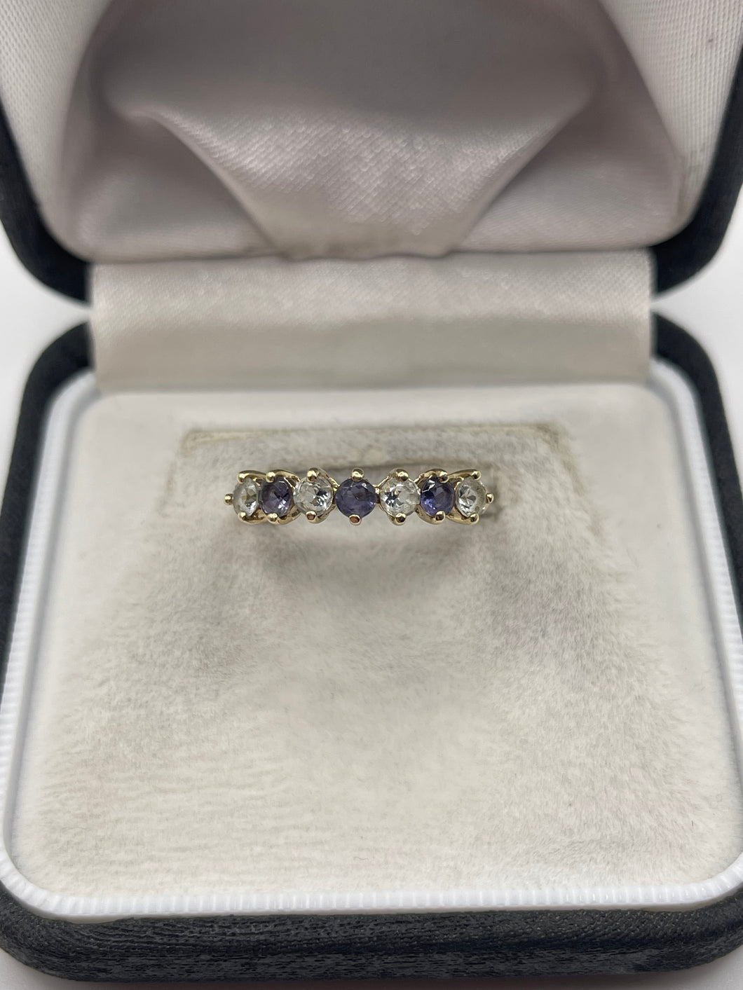 9ct gold iolite and aquamarine ring