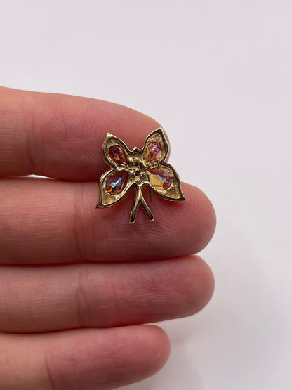 9ct gold topaz and cz butterfly pendant
