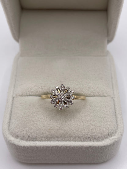 9ct gold diamond cluster ring