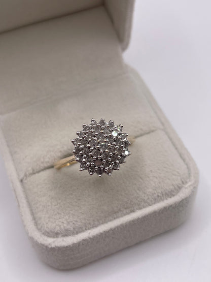 9ct gold diamond cluster ring