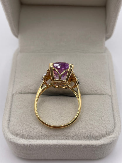 18ct gold kunzite and diamond ring