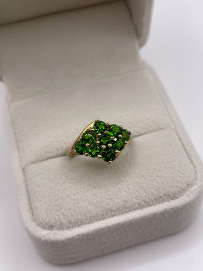 9ct gold diopside cluster ring