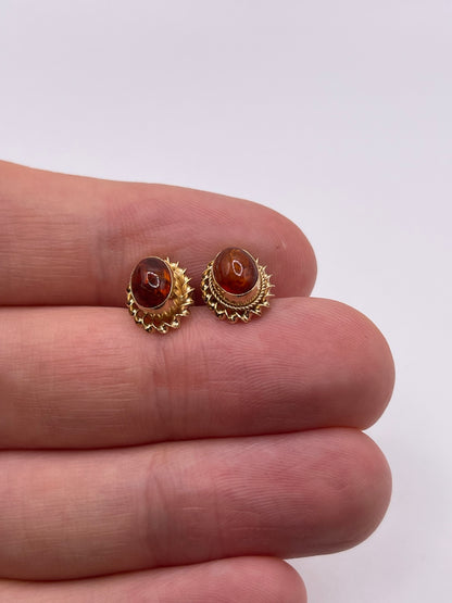 9ct gold amber earrings