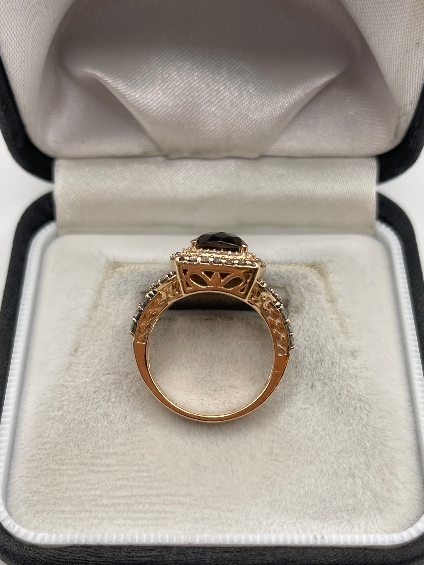 LeVian 14ct rose gold Smokey quartz and diamond ring