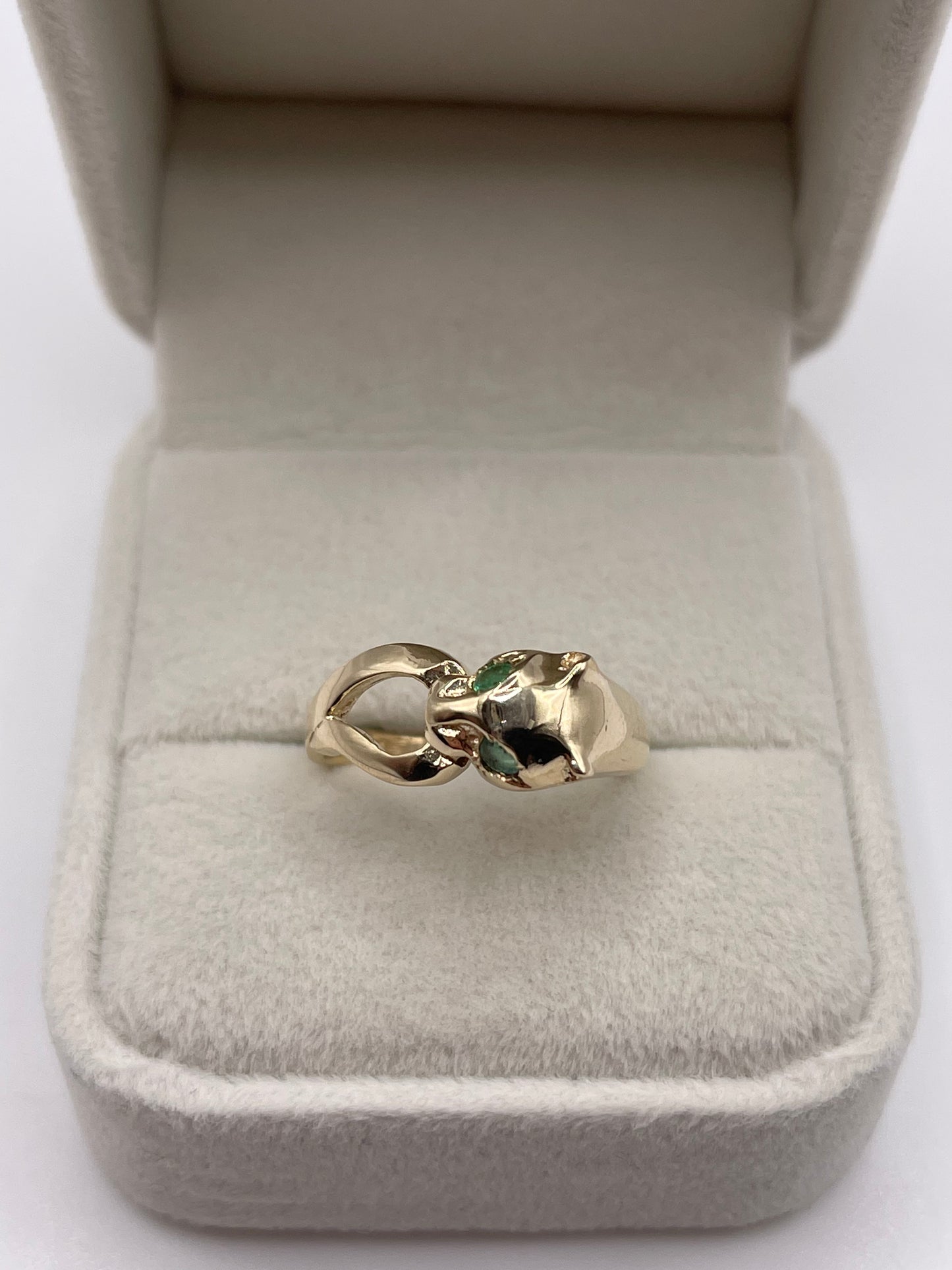 9ct gold emerald panther ring