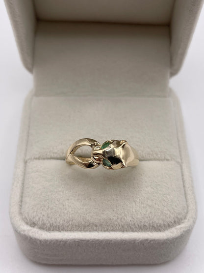 9ct gold emerald panther ring