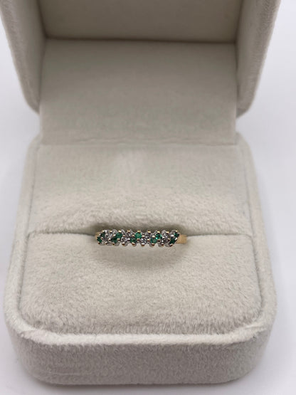 9ct gold emerald and diamond ring
