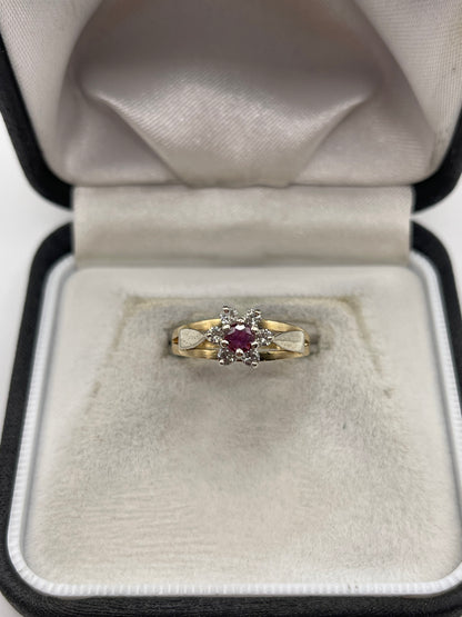 9ct gold ruby and diamond ring