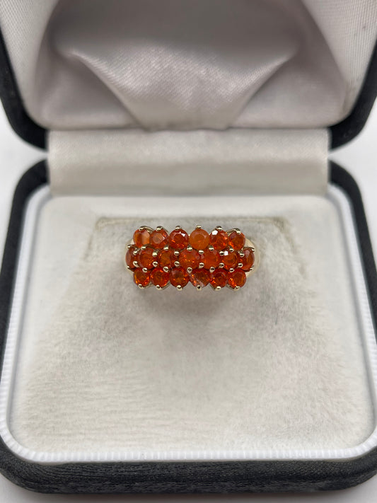 9ct gold fire opal cluster ring