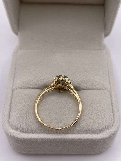 9ct gold emerald and diamond ring