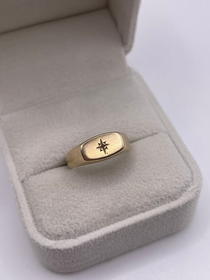 9ct gold diamond signet ring