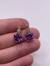 Load image into Gallery viewer, 9ct gold amethyst and diamond earrings
