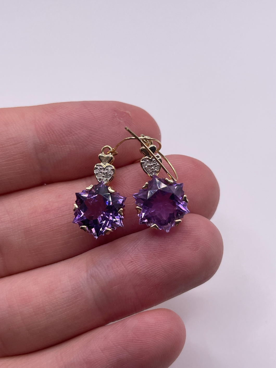 9ct gold amethyst and diamond earrings