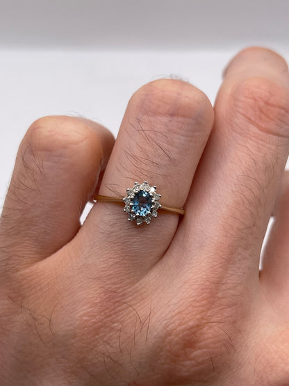 9ct gold topaz and diamond ring