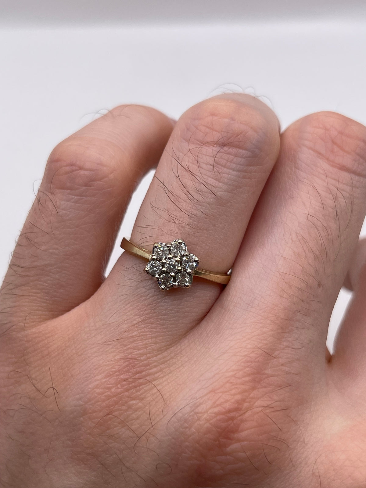 9ct gold 33 point diamond cluster ring