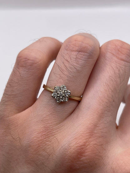 9ct gold 33 point diamond cluster ring