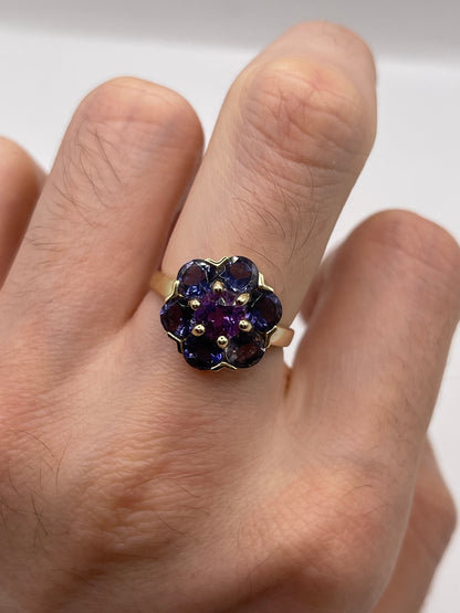 9ct gold amethyst and iolite cluster ring