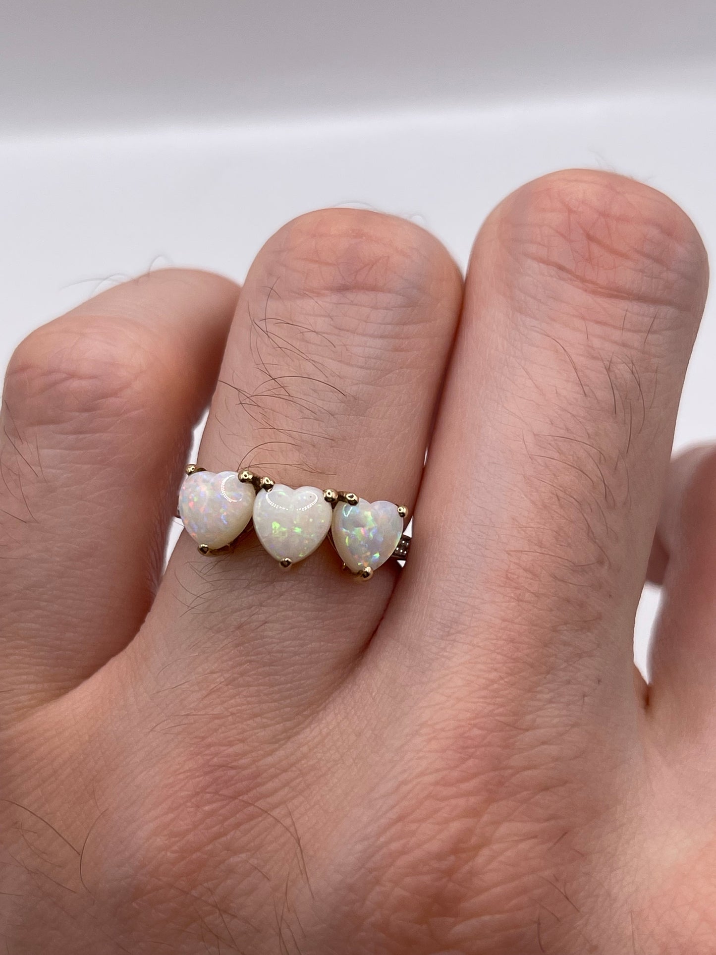 9ct gold opal ring and diamond ring