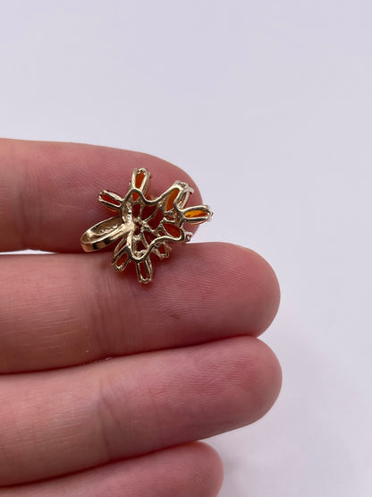 9ct gold fire opal and diamond pendant