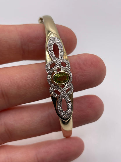 9ct gold peridot and diamond bangle
